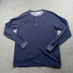 Ag Adriano Goldschmied Navy Long Sleeve Henley Shirt